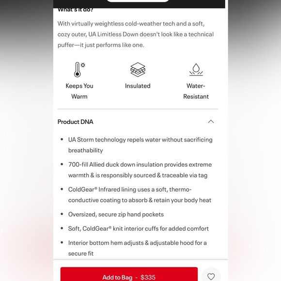 Under armour down puffer jacket. - Picture 2 of 8